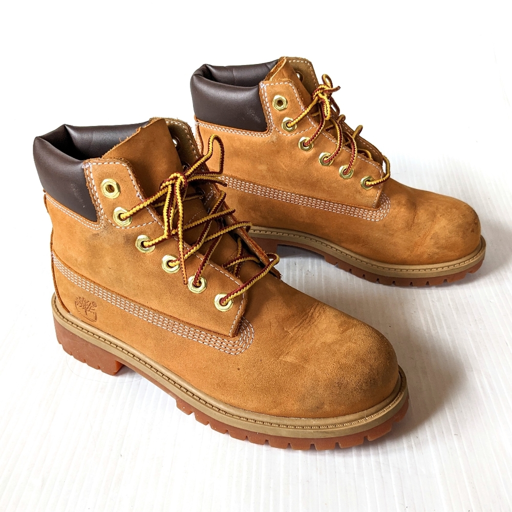 TIMBERLAND youth chestnut camel leather lace-up hiking boots